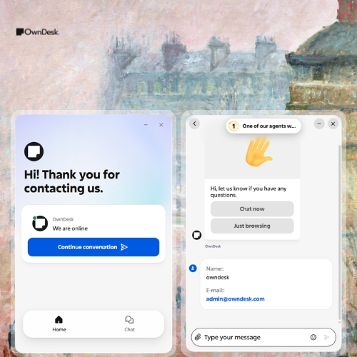 Unified inbox and live chat interface preview